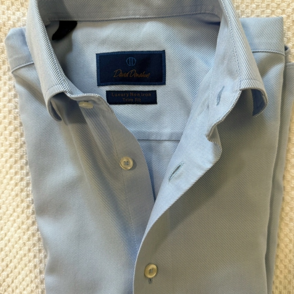 David Donahue Dress Shirt Luxury Non Iron Trim Fit Size